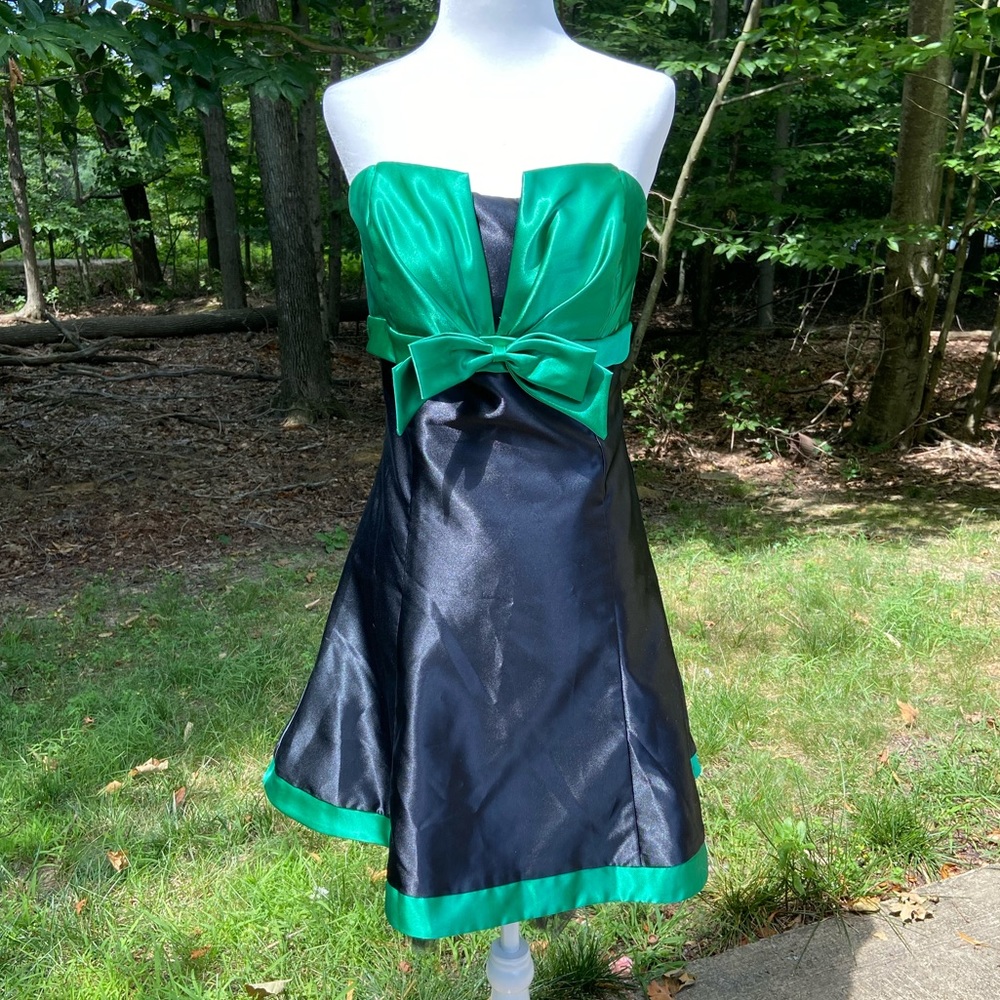 Black and green party dress